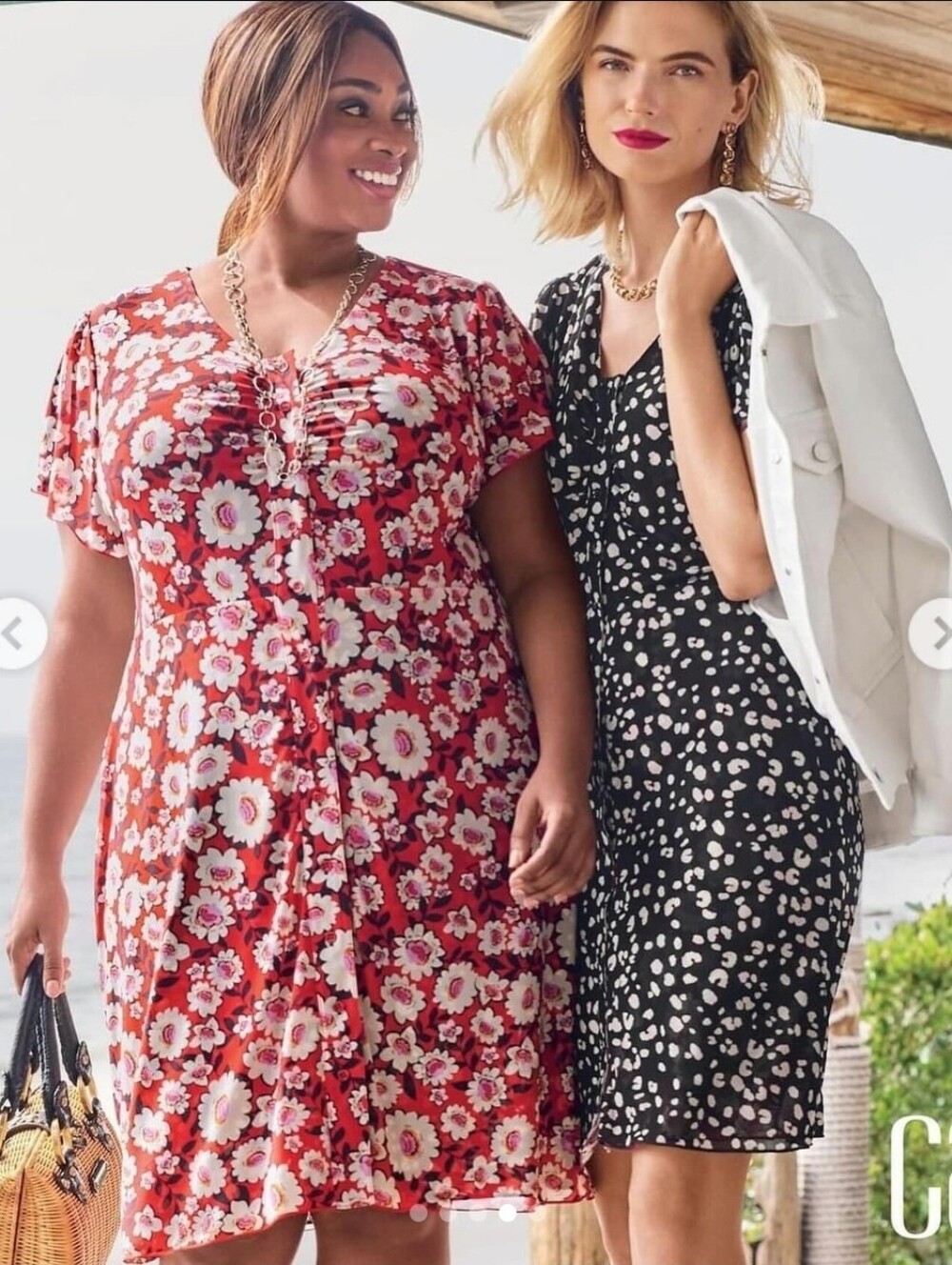 Cabi #6577 Gemini Dress reversible 3-in-1 red floral mesh black white women's M